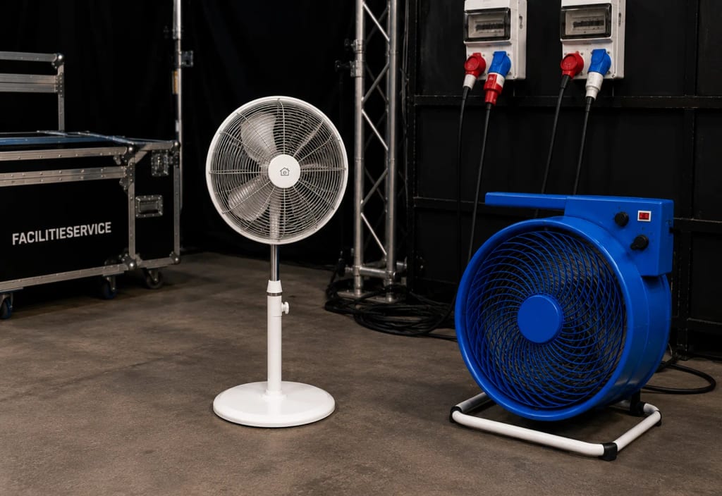 Ventilatori e materiale per raffrescamento in area set