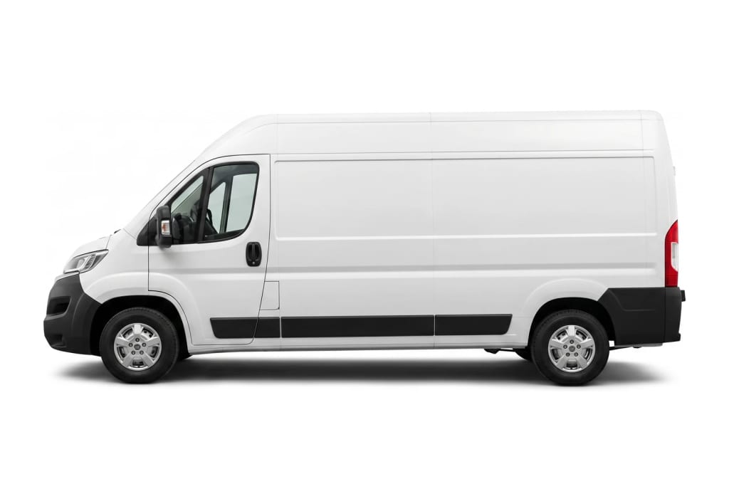White Citroen Jumper long wheelbase van for production logistics