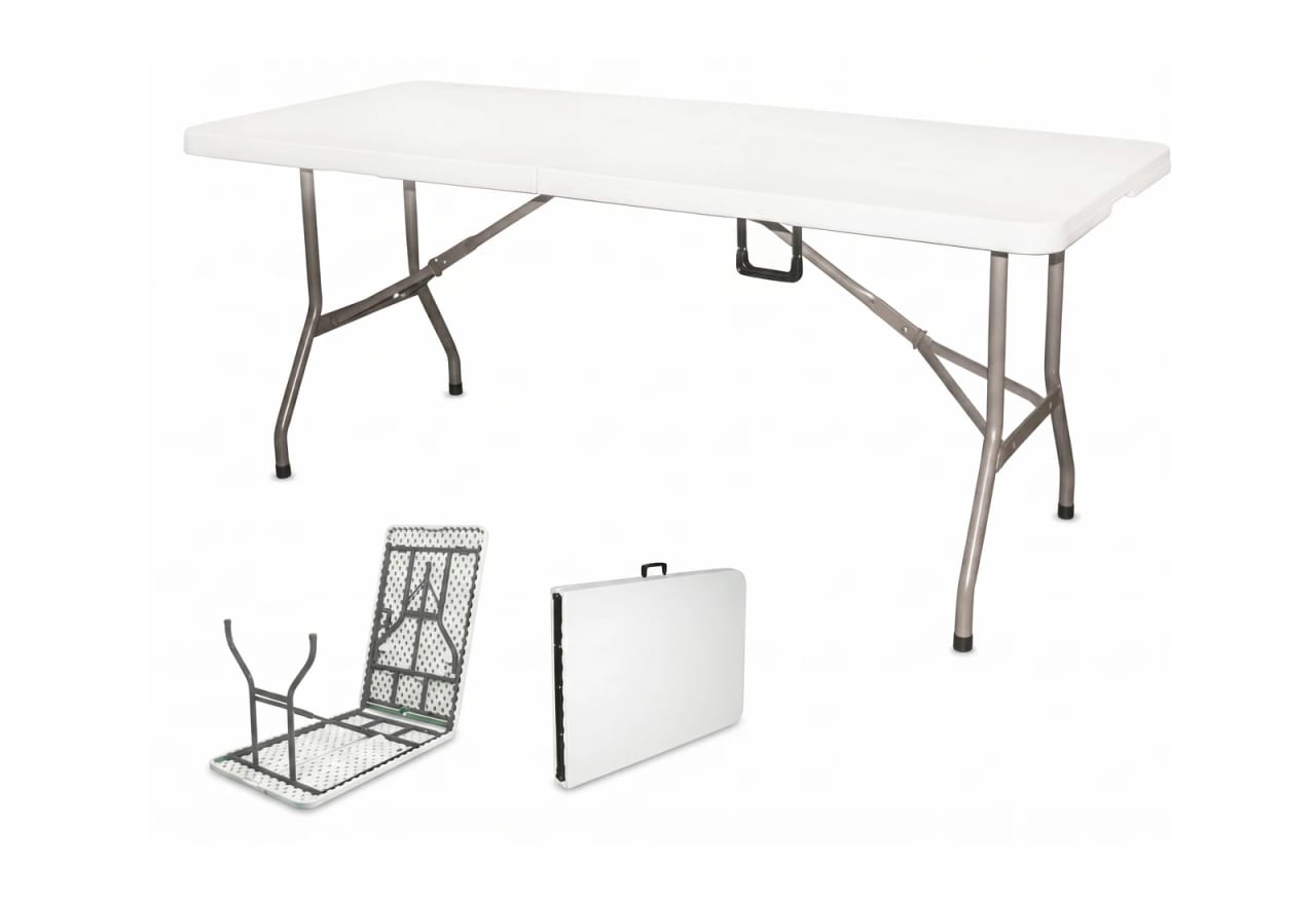 Folding suitcase resin table